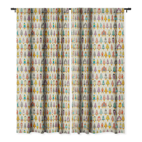 Sharon Turner retro rockets eggshell Blackout Window Curtain