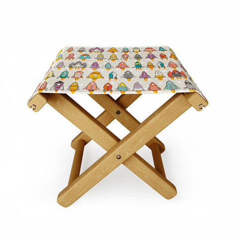 Sharon Turner retro rockets eggshell Folding Stool
