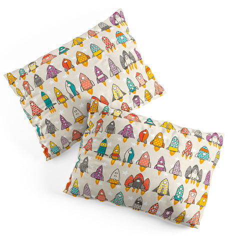 Sharon Turner retro rockets eggshell Pillow Shams