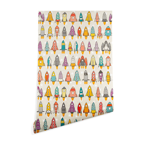Sharon Turner retro rockets eggshell Wallpaper