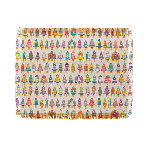 Sharon Turner retro rockets eggshell Throw Blanket