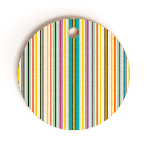 Sharon Turner retro stripe Cutting Board Round
