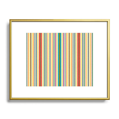 Sharon Turner retro stripe Metal Framed Art Print