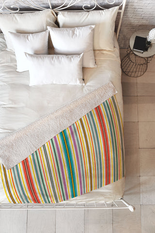 Sharon Turner retro stripe Fleece Throw Blanket