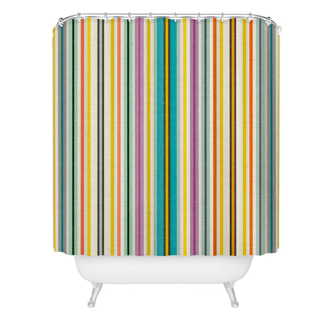 Sharon Turner retro stripe Shower Curtain