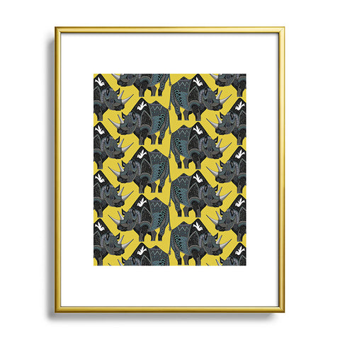 Sharon Turner Rhinoceros Metal Framed Art Print