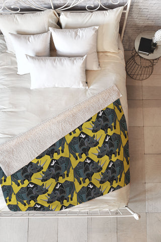 Sharon Turner Rhinoceros Fleece Throw Blanket
