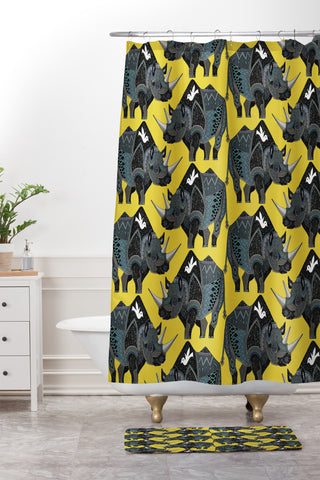 Sharon Turner Rhinoceros Shower Curtain And Mat