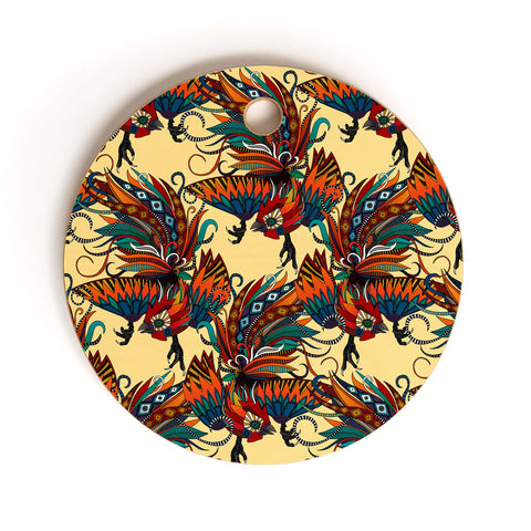 Sharon Turner rooster ink Cutting Board Round
