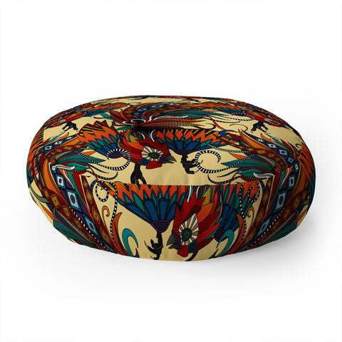 Sharon Turner rooster ink Floor Pillow Round