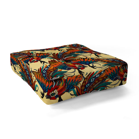 Sharon Turner rooster ink Floor Pillow Square