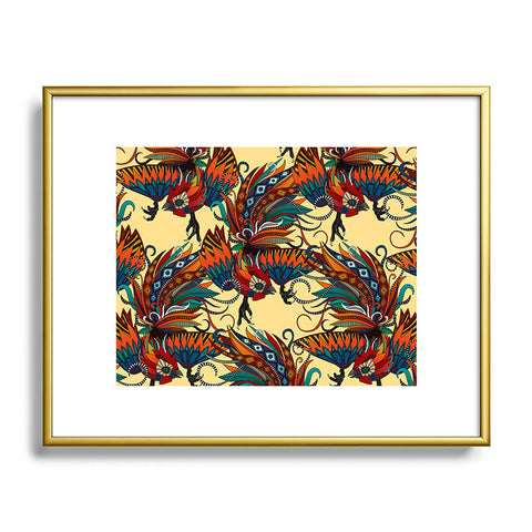 Sharon Turner rooster ink Metal Framed Art Print