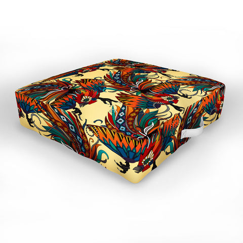 Sharon Turner rooster ink Outdoor Floor Cushion