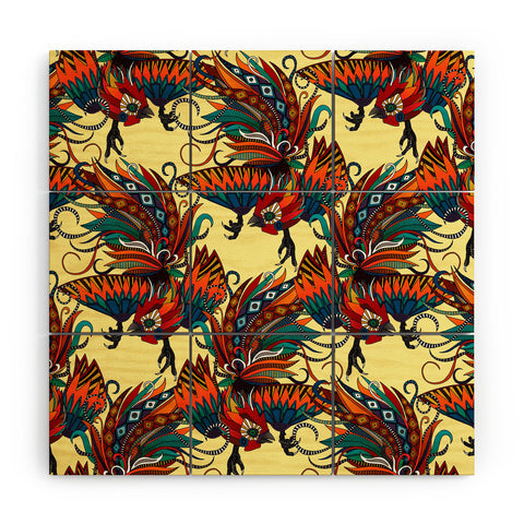 Sharon Turner rooster ink Wood Wall Mural