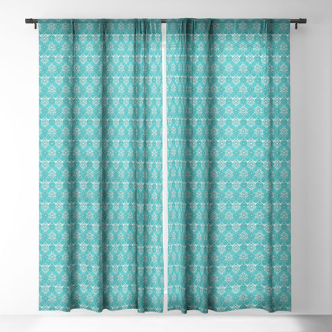 Sharon Turner Saffreya Turquoise Sheer Window Curtain