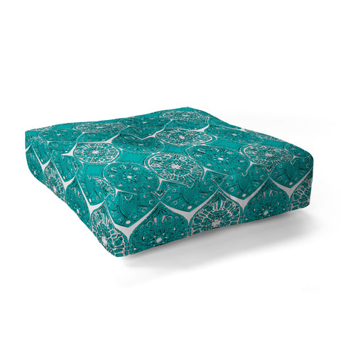 Sharon Turner Saffreya Turquoise Floor Pillow Square