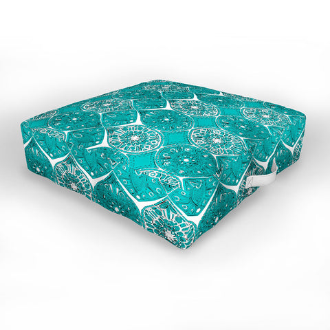 Sharon Turner Saffreya Turquoise Outdoor Floor Cushion