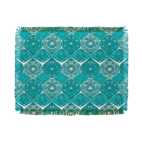 Sharon Turner Saffreya Turquoise Throw Blanket