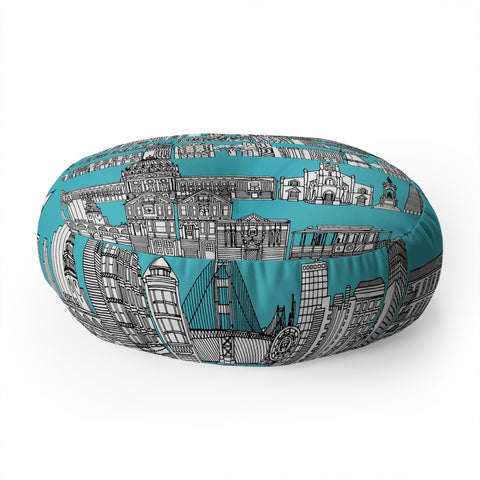 Sharon Turner San Francisco Blue Floor Pillow Round