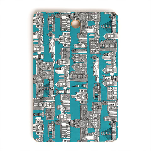 Sharon Turner San Francisco Teal Cutting Board Rectangle