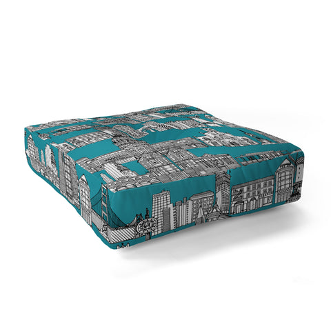 Sharon Turner San Francisco Teal Floor Pillow Square