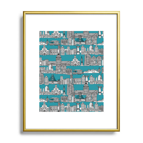 Sharon Turner San Francisco Teal Metal Framed Art Print