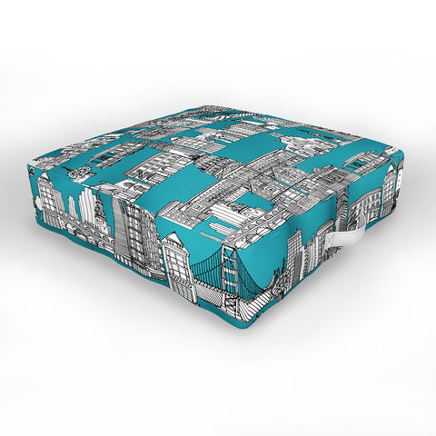 Sharon Turner San Francisco Teal Outdoor Floor Cushion
