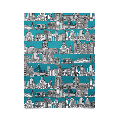 Sharon Turner San Francisco Teal Poster