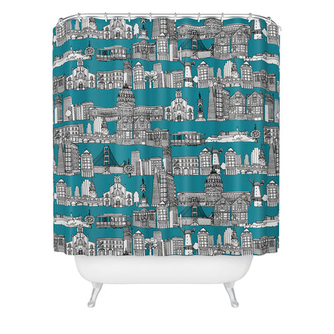 Sharon Turner San Francisco Teal Shower Curtain