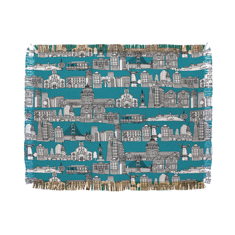 Sharon Turner San Francisco Teal Throw Blanket