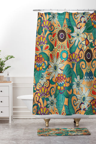 Sharon Turner sarilmak apricot Shower Curtain And Mat