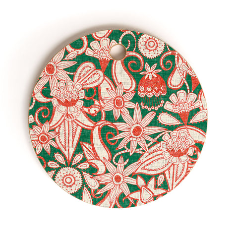 Sharon Turner sarilmak green orange Cutting Board Round