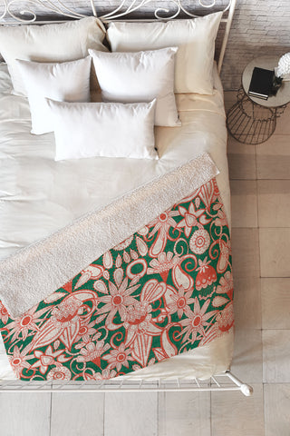 Sharon Turner sarilmak green orange Fleece Throw Blanket
