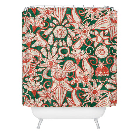 Sharon Turner sarilmak green orange Shower Curtain
