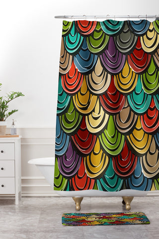 Sharon Turner scallop scales Shower Curtain And Mat