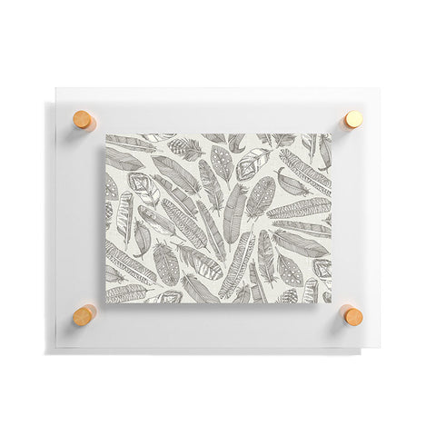 Sharon Turner scattered feathers natural Floating Acrylic Print