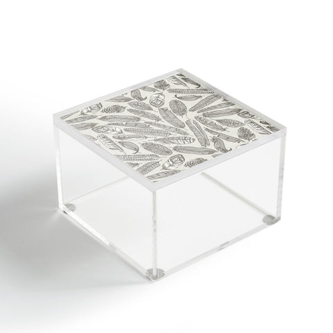 Sharon Turner scattered feathers natural Acrylic Box