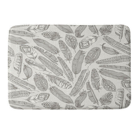 Sharon Turner scattered feathers natural Memory Foam Bath Mat
