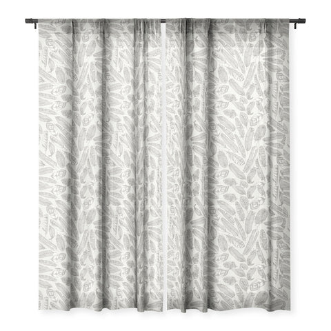 Sharon Turner scattered feathers natural Sheer Window Curtain