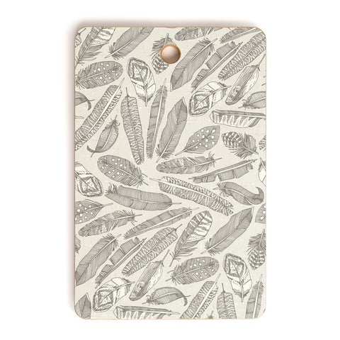 Sharon Turner scattered feathers natural Cutting Board Rectangle