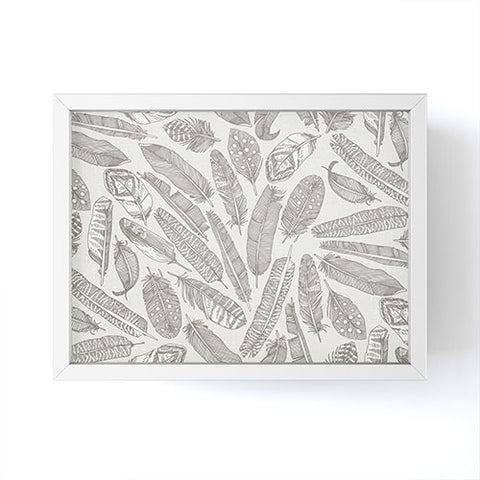Sharon Turner scattered feathers natural Framed Mini Art Print