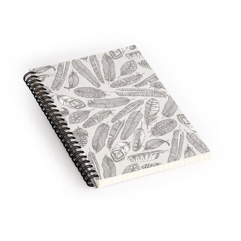 Sharon Turner scattered feathers natural Spiral Notebook