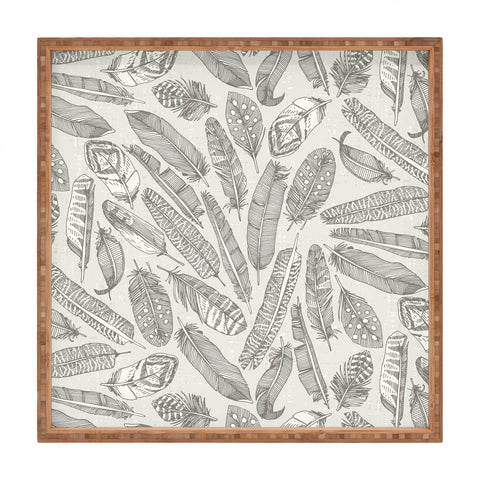 Sharon Turner scattered feathers natural Square Tray