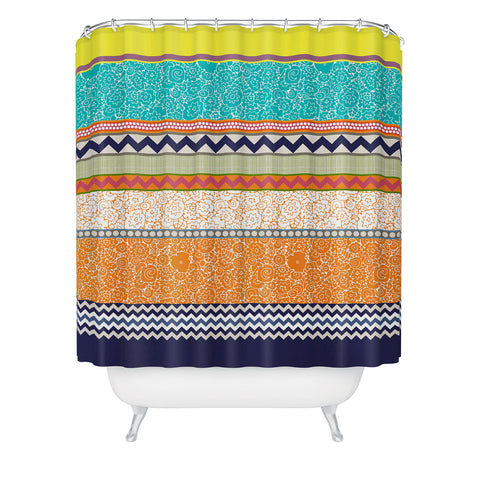 Sharon Turner Seaview Beauty Stripe Shower Curtain