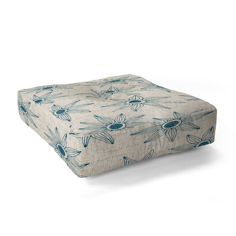 Sharon Turner sema cream blue Floor Pillow Square