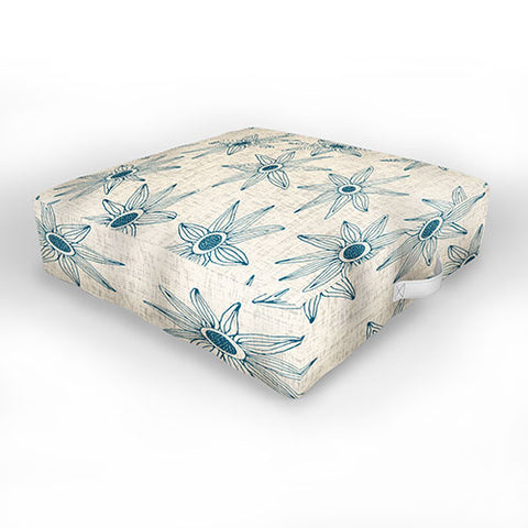 Sharon Turner sema cream blue Outdoor Floor Cushion