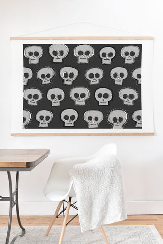 Sharon Turner sew skully mono Art Print And Hanger