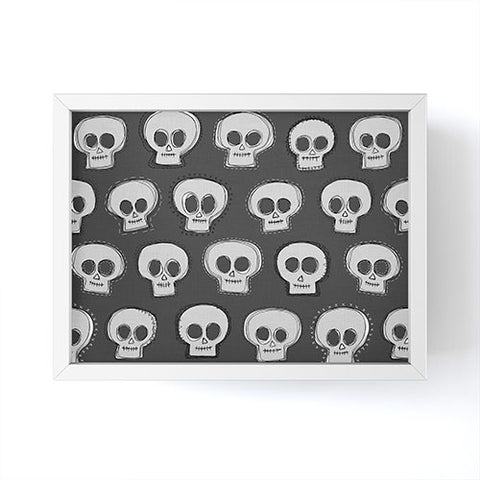 Sharon Turner sew skully mono Framed Mini Art Print