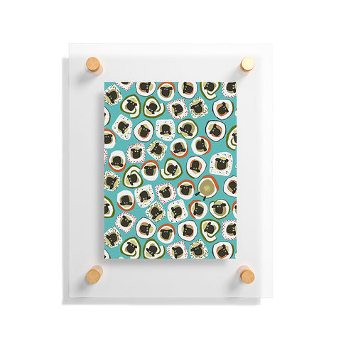 Sharon Turner sheep sushi blue Floating Acrylic Print