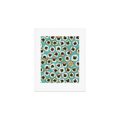 Sharon Turner sheep sushi blue Art Print